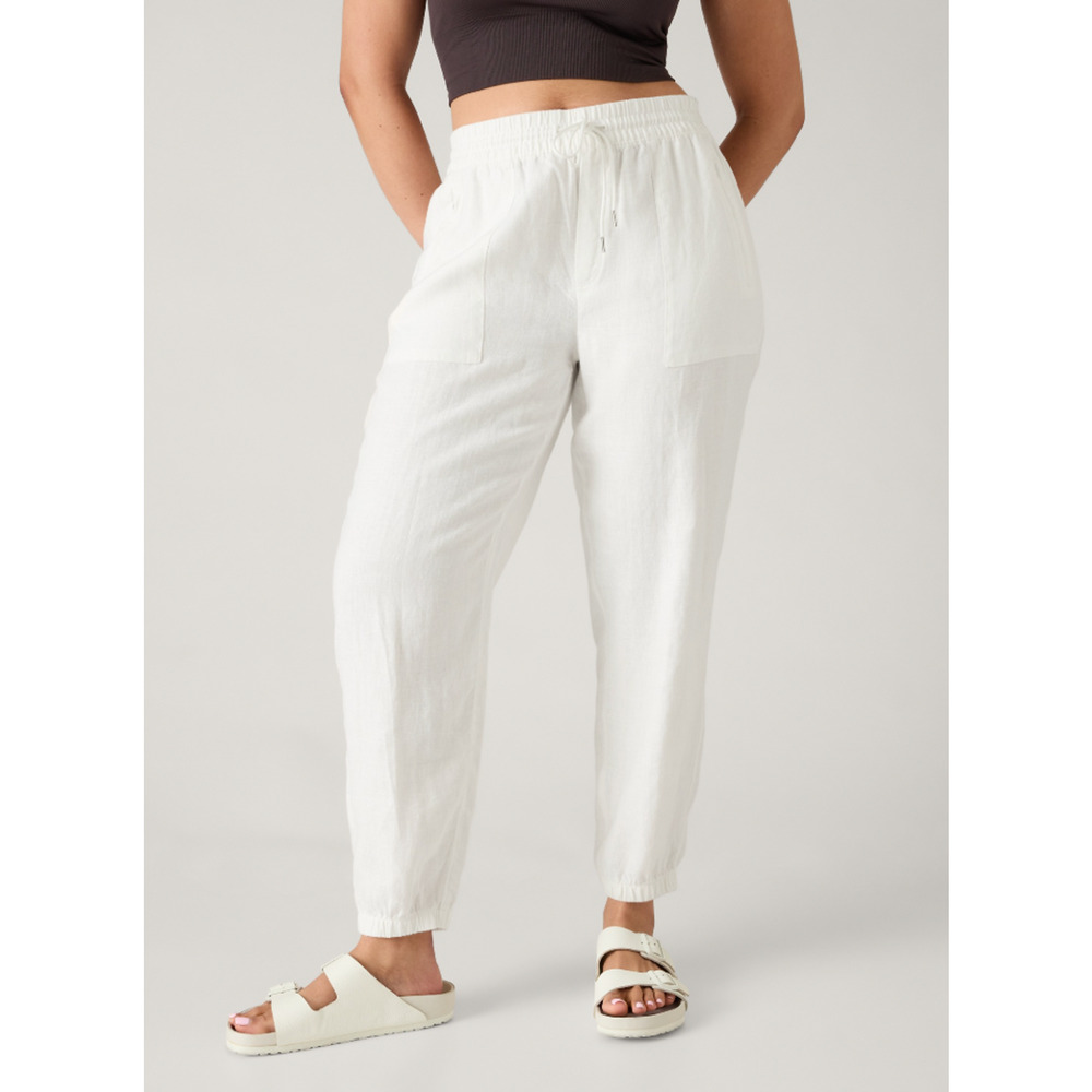 Athleta Retreat‎ Linen Pant NWT PLUS Sz. 22W Jogger Calla Lilly Ivory Beach